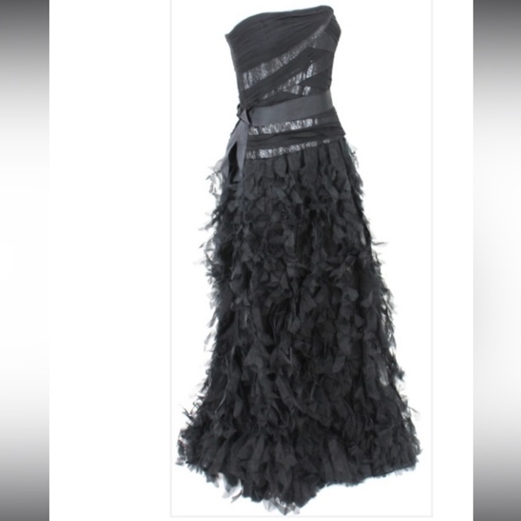Tadashi Shoji Elegant Black Ruffle Gown - Picture 10 of 12